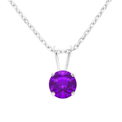 Superjeweler 1 Carat Gemstone Solitaire Pendant Necklace In Gold With Free Chain - Multiple Gemstone Options Avai In Purple