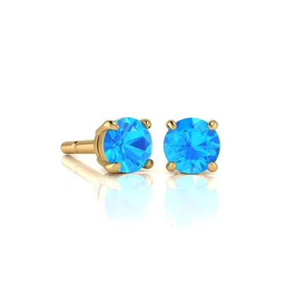 Superjeweler 1 Carat Gemstone Stud Earrings In Gold-classic Solitaire Gemstone Earrings All Gemstone Options In Blue