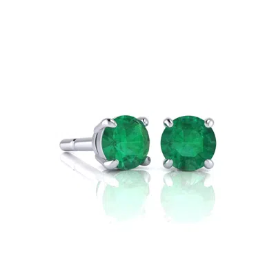 Superjeweler 1 Carat Gemstone Stud Earrings In Gold-classic Solitaire Gemstone Earrings All Gemstone Options In Green