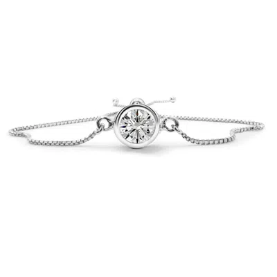 Superjeweler 1 Carat Lab Grown Diamond Bolo Bracelet In Sterling Silver, Adjustable 6-9 Inches