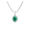 Superjeweler 1 Carat Oval Shape Gemstone And Halo Diamond Necklace In Sterling Silver With 18 Inch Chain In Gold
