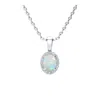 Superjeweler 1 Carat Oval Shape Gemstone And Halo Diamond Necklace In Sterling Silver With 18 Inch Chain In Purple