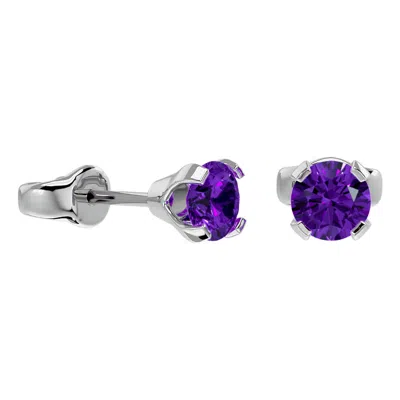 Superjeweler 1/2 Carat Gemstone Stud Earrings In Gold-classic Solitaire Gemstone Earrings All Gemstone Options In Purple