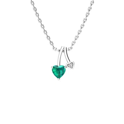Superjeweler 1/2 Carat Heart Shaped Gemstone And Diamond Necklace In Sterling Silver With 18 Inch Chain In Gold