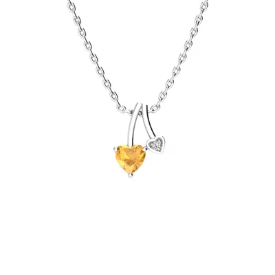 Superjeweler 1/2 Carat Heart Shaped Gemstone And Diamond Necklace In Sterling Silver With 18 Inch Chain In Multi