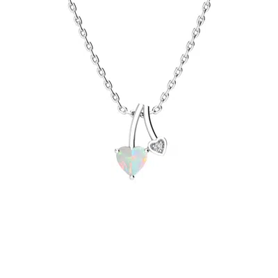 Superjeweler 1/2 Carat Heart Shaped Gemstone And Diamond Necklace In Sterling Silver With 18 Inch Chain In Purple