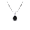 Superjeweler 1/2 Carat Oval Shape Gemstone And Halo Diamond Necklace In Sterling Silver With 18 Inch Chain In Black