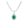 Superjeweler 1/2 Carat Oval Shape Gemstone And Halo Diamond Necklace In Sterling Silver With 18 Inch Chain In Gold