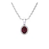 Superjeweler 1/2 Carat Oval Shape Gemstone And Halo Diamond Necklace In Sterling Silver With 18 Inch Chain In Multi