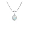 Superjeweler 1/2 Carat Oval Shape Gemstone And Halo Diamond Necklace In Sterling Silver With 18 Inch Chain In Purple