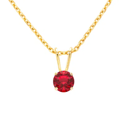 Superjeweler 1/4 Carat Gemstone Solitaire Pendant Necklace In Gold With Free Chain - Multiple Gemstone Options Av In Red