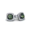 Superjeweler 2 1/4 Carat Cushion Cut Gemstone And Halo Diamond Earrings In Sterling Silver In Multi
