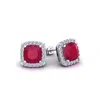 Superjeweler 2 1/4 Carat Cushion Cut Gemstone And Halo Diamond Earrings In Sterling Silver In Pink