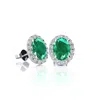 Superjeweler 2 1/4 Carat Oval Shape Gemstone And Halo Diamond Earrings In Sterling Silver In Gold