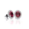 Superjeweler 2 1/4 Carat Oval Shape Gemstone And Halo Diamond Earrings In Sterling Silver In Pink