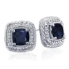 Superjeweler 2 3/4 Carat Cushion Cut Gemstone And Diamond Earrings In Sterling Silver In Blue