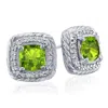 Superjeweler 2 3/4 Carat Cushion Cut Gemstone And Diamond Earrings In Sterling Silver In Green