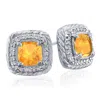 Superjeweler 2 3/4 Carat Cushion Cut Gemstone And Diamond Earrings In Sterling Silver In Metallic