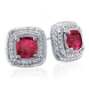 Superjeweler 2 3/4 Carat Cushion Cut Gemstone And Diamond Earrings In Sterling Silver In Pink