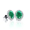 Superjeweler 2 3/4 Carat Oval Shape Gemstone And Halo Diamond Earrings In Sterling Silver In Gold