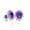 Superjeweler 2 3/4 Carat Oval Shape Gemstone And Halo Diamond Earrings In Sterling Silver In Green