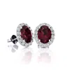 Superjeweler 2 1/4 Carat Oval Shape Gemstone And Halo Diamond Earrings In Sterling Silver In Metallic