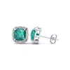 Superjeweler 2 Carat Cushion Cut Gemstone And Diamond Earrings In Sterling Silver In Gold
