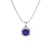 Superjeweler 2 Carat Cushion Cut Gemstone And Diamond Necklace In Sterling Silver With 18 Inch Chain In Green
