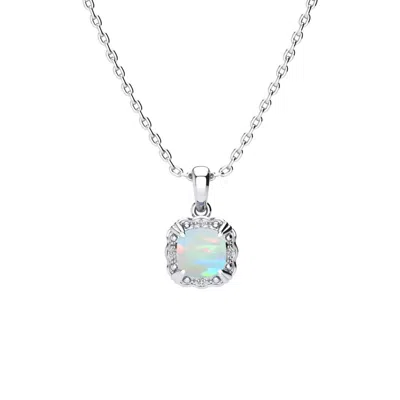 Superjeweler 2 Carat Cushion Cut Gemstone And Diamond Necklace In Sterling Silver With 18 Inch Chain In Purple