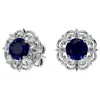 Superjeweler 2 Carat Gemstone And Diamond Antique Stud Earrings In Sterling Silver In Blue