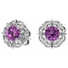 Superjeweler 2 Carat Gemstone And Diamond Antique Stud Earrings In Sterling Silver In Multi