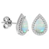 Superjeweler 3 Carat Pear Shape Gemstone And Halo Diamond Earrings In Sterling Silver In Purple