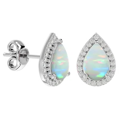 Superjeweler 3 Carat Pear Shape Gemstone And Halo Diamond Earrings In Sterling Silver In Purple