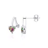 Superjeweler 3/4 Carat Gemstone And Diamond Heart Earrings In Sterling Silver In Multi