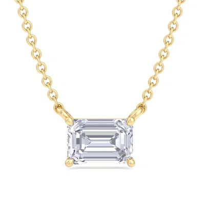 Superjeweler Emerald Cut Lab Grown Diamond Pendant Necklace In 14k White Or Yellow Gold - 1/4 To 7 Carat Total We