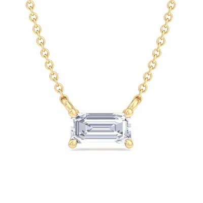 Superjeweler Emerald Cut Lab Grown Diamond Pendant Necklace In 14k White Or Yellow Gold - 1/4 To 7 Carat Total We In Blue