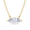 Superjeweler Marquise Shape Lab Grown Diamond Pendant Necklace In 14k White Or Yellow Gold - 1/4 To 7 Carat Total In Multi