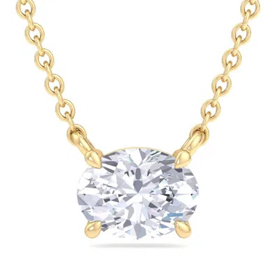 Superjeweler Oval Shape Lab Grown Diamond Pendant Necklace In 14k White Or Yellow Gold - 1/4 To 7 Carat Total Wei In Multi