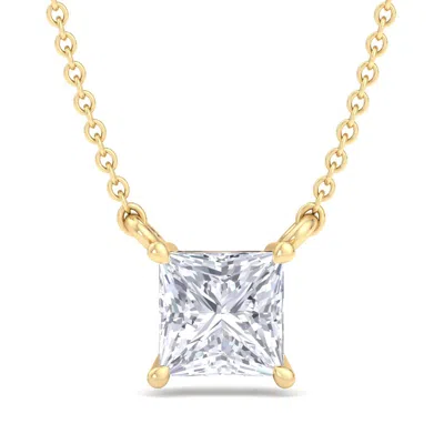 Superjeweler Princess Cut Lab Grown Diamond Pendant Necklace In 14k White Or Yellow Gold - 1/4 To 7 Carat Total W In Multi
