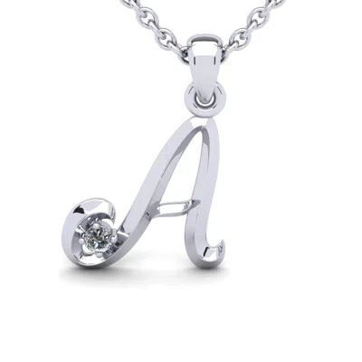 Superjeweler Swirly Letter Initial Necklace With One Diamond, Solid Sterling Silver, 18 Inch Chain