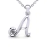 Superjeweler Swirly Letter Initial Necklace With One Diamond, Solid Sterling Silver, 18 Inch Chain In Multi