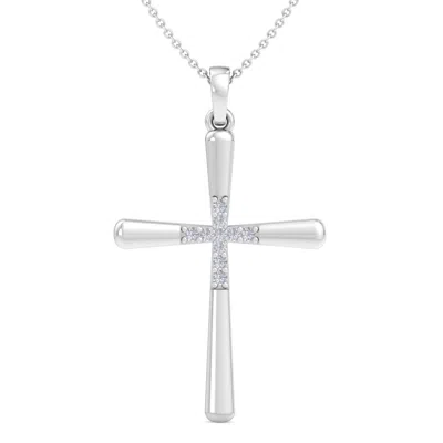 Superjeweler Thydiamond 0.08 Carat Diamond Cross Necklace In Sterling Silver Or Yellow Gold, 18 Inches