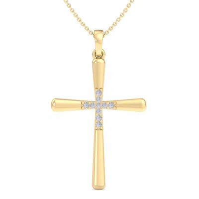 Superjeweler Thydiamond 0.08 Carat Diamond Cross Necklace In Sterling Silver Or Yellow Gold, 18 Inches