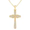 Superjeweler Thydiamond 0.15 Carat Diamond Cross Necklace With Filigree In Sterling Silver Or Yellow Gold, 18 Inc In Multi