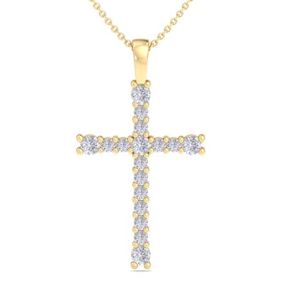 Superjeweler Thydiamond 1/3 Carat Diamond Cross Necklace In Sterling Silver Or Yellow Gold, 18 Inches