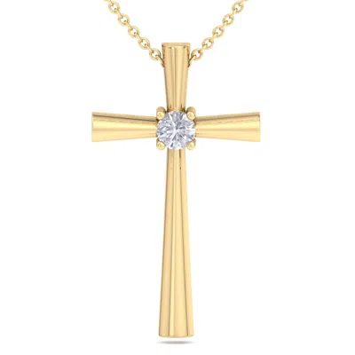Superjeweler Thydiamond 1/5 Carat Diamond Cross Necklace In Sterling Silver Or Yellow Gold, 18 Inches