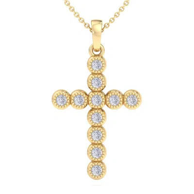 Superjeweler Thydiamond 1/5 Carat Diamond Cross Necklace In Sterling Silver Or Yellow Gold, 18 Inches