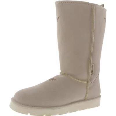 Superlamb Argali 11" Womens Suede Pull On Mid-calf Boots In Beige