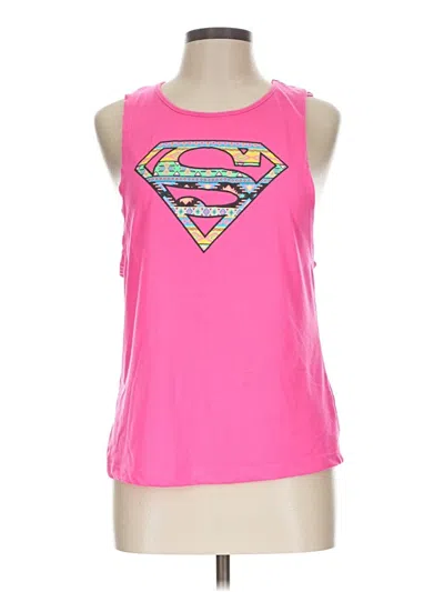Pre-owned Superman Tank Top Pink Halter Neckline Tops