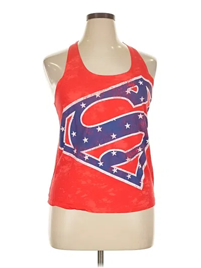 Pre-owned Superman Tank Top Red Halter Neckline Tops